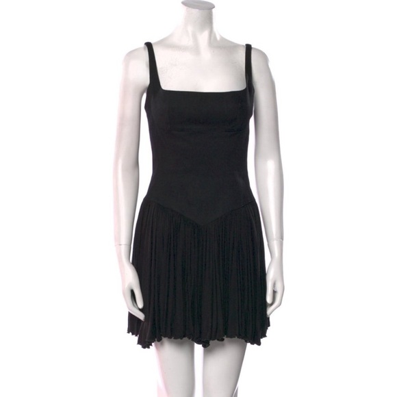 GIOVANNI BEDIN denim Black mini Dress square neck and flare size small - Picture 7 of 9